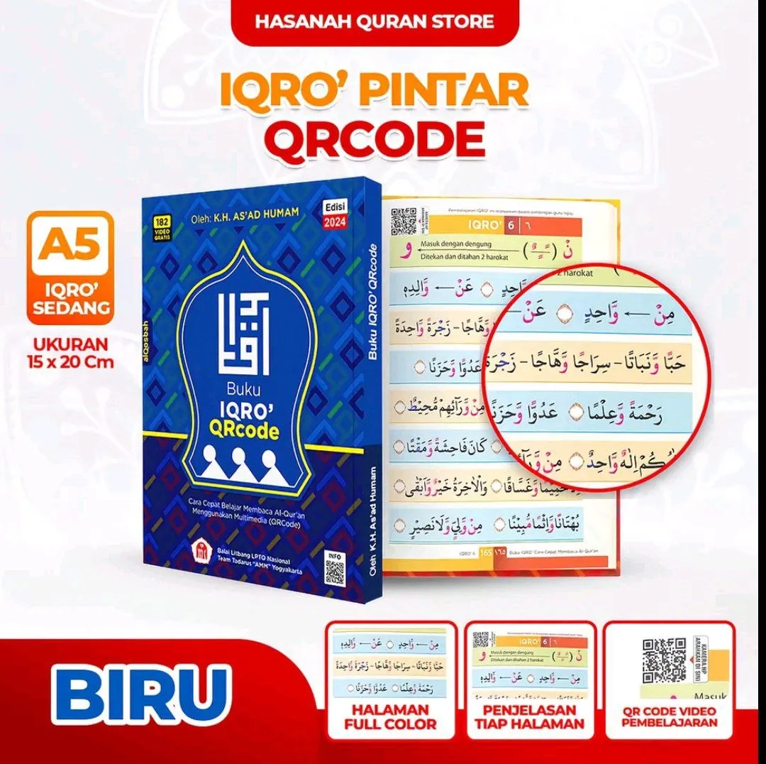 Iqro Milenial QR Code (6 Jilid) — Sampul warna biru