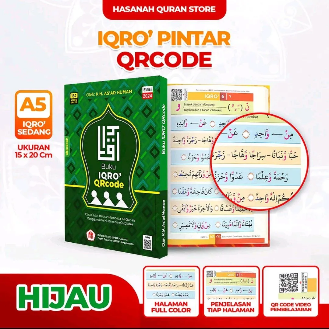 Iqro Milenial QR Code (6 Jilid) — Sampul warna hijau