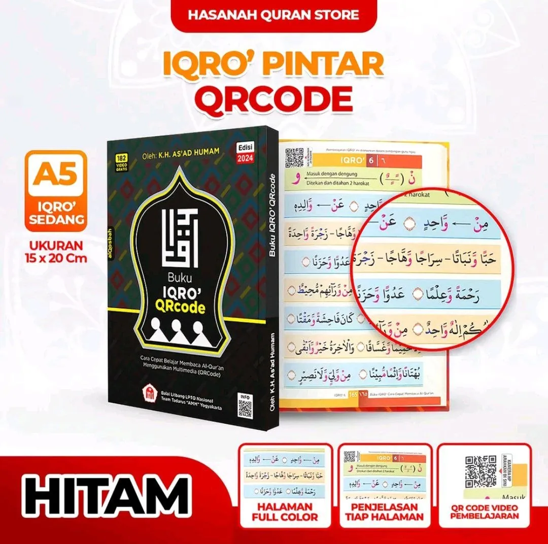 Iqro Milenial QR Code (6 Jilid) — Sampul warna hitam