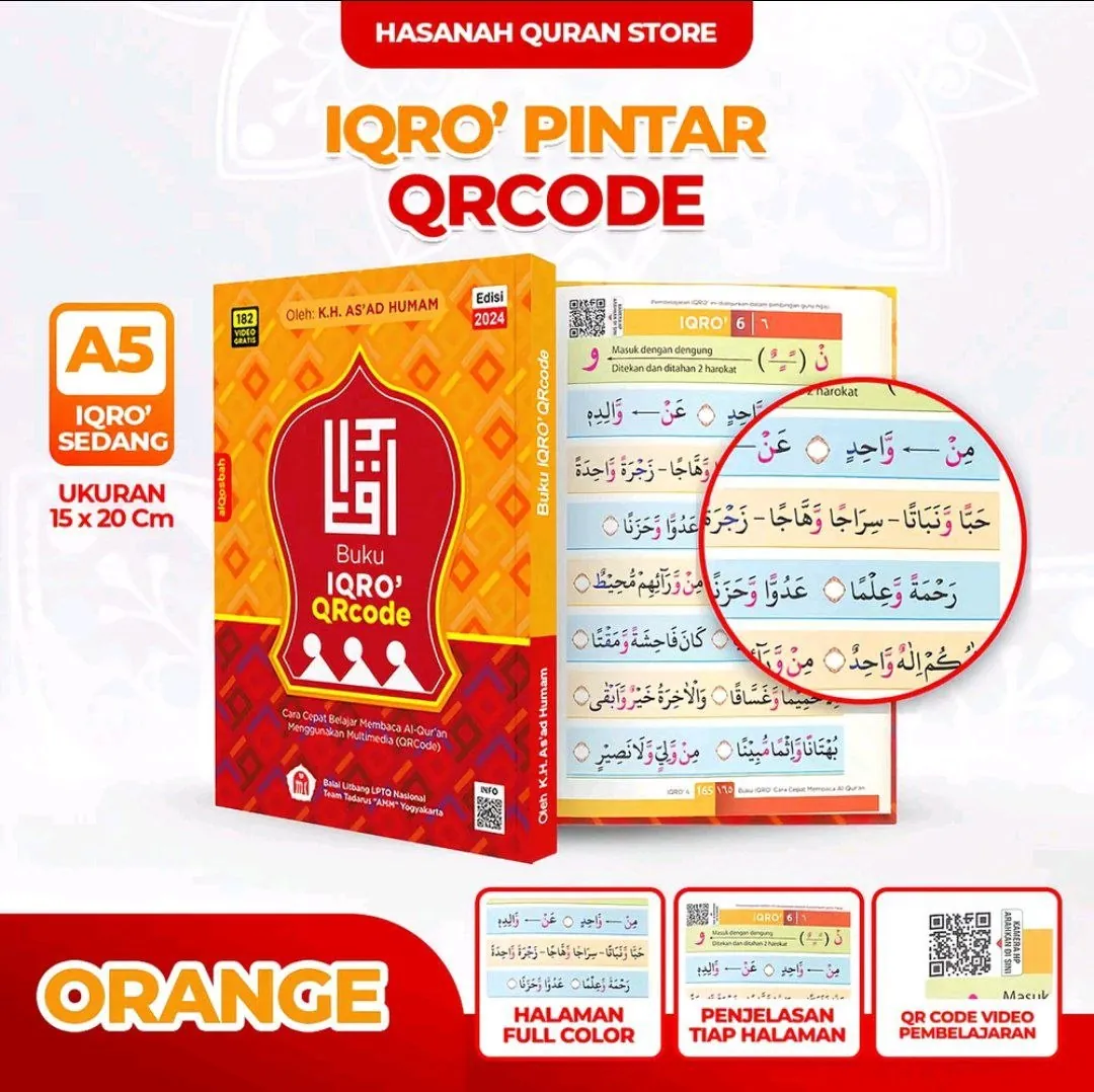 Iqro Milenial QR Code (6 Jilid) — Sampul warna orange