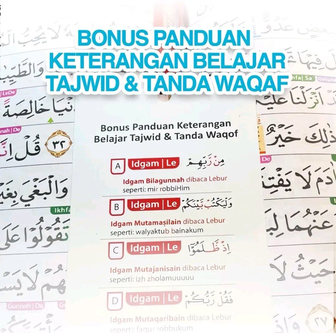 Tajwid Tanaffus A4 Hard Cover — Bonus panduan keterangan belajar tajwid dan tanda waqaf
